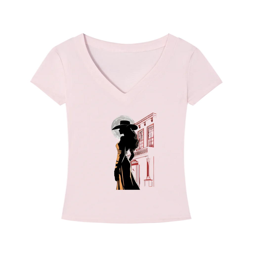 Saloon Silhouette V-Neck T-Shirt