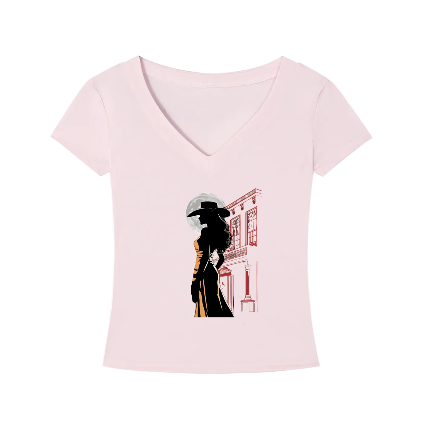 Saloon Silhouette V-Neck T-Shirt