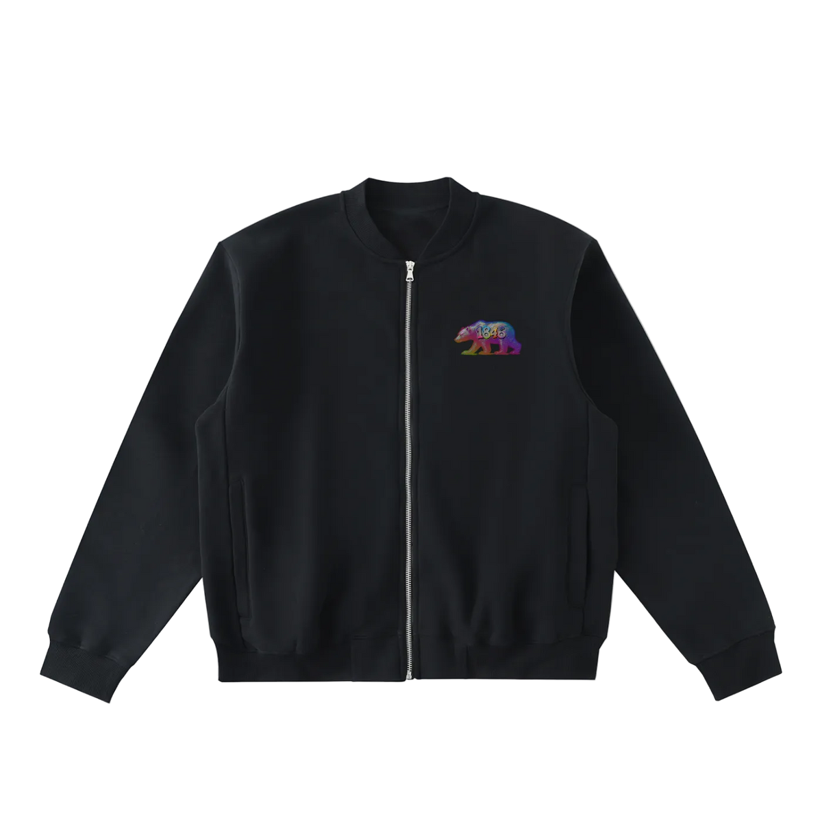 1846 Zip-Up Fleeced Varsity Jacket Main image