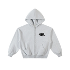 Contrast-Stitched Boxy Fleece Zip Hoodie
