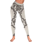 Nude Lace Print Women's Low Rise Yoga Leggings