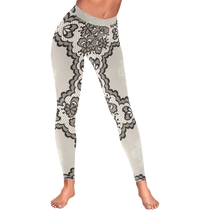 Nude Lace Print Women's Low Rise Yoga Leggings
