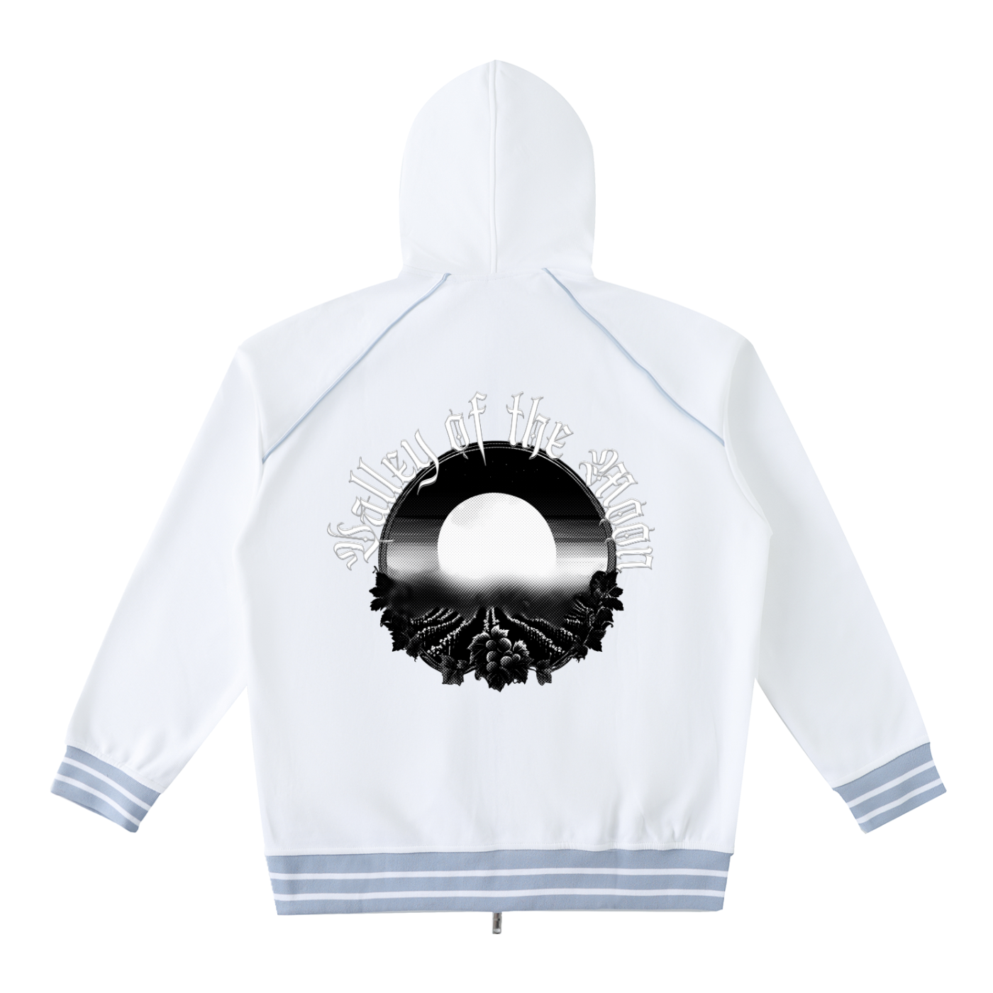 Striped Trim Zip-Up Hoodie