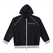 Striped Trim Zip-Up Hoodie
