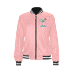 Pink Cocktail Print Bomber Jacket