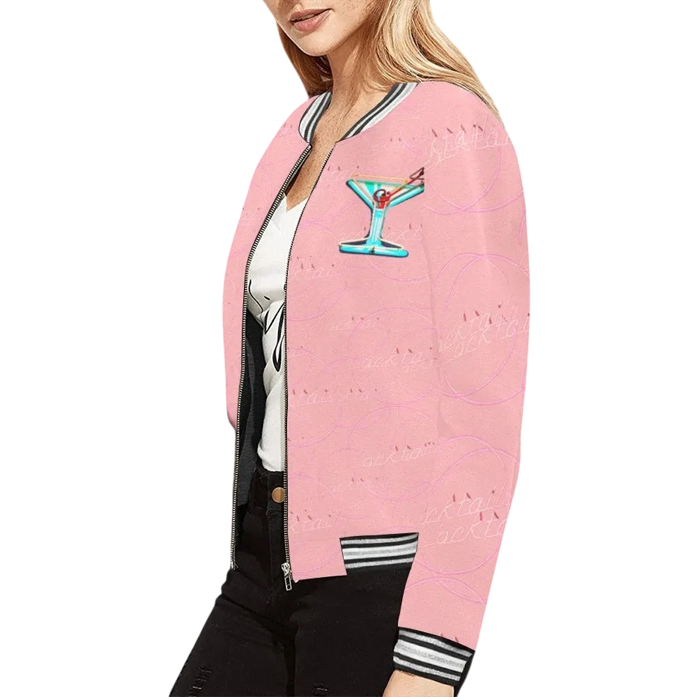 Pink Cocktail Print Bomber Jacket Main image