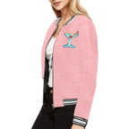 Pink Cocktail Print Bomber Jacket
