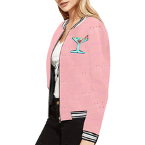 Pink Cocktail Print Bomber Jacket