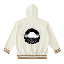 Striped Trim Zip-Up Hoodie