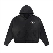 Valley of the Moon Sun Fade Frayed Raw Edge Fleece Zip Hoodie