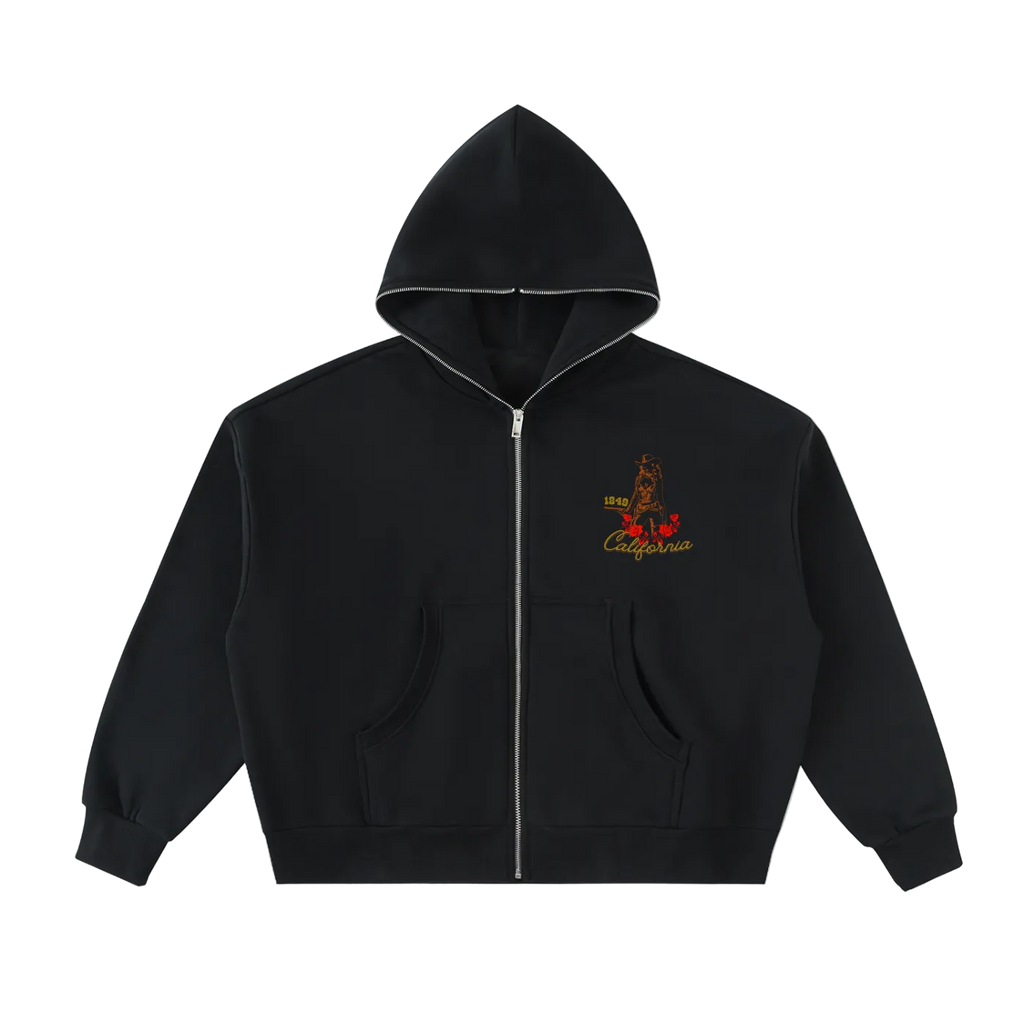 Fleeced Full-Zip Boxy Hoodie