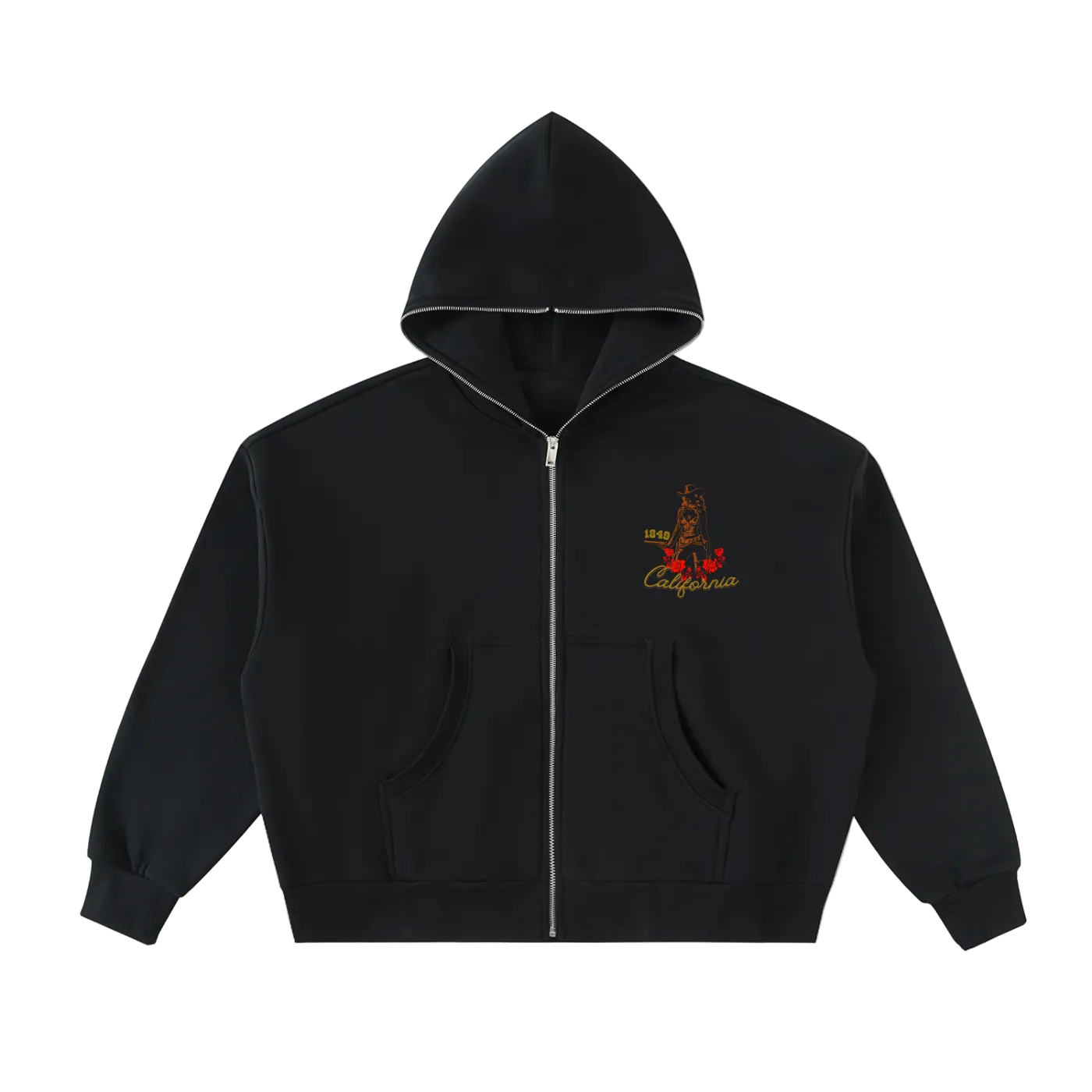Fleeced Full-Zip Boxy Hoodie