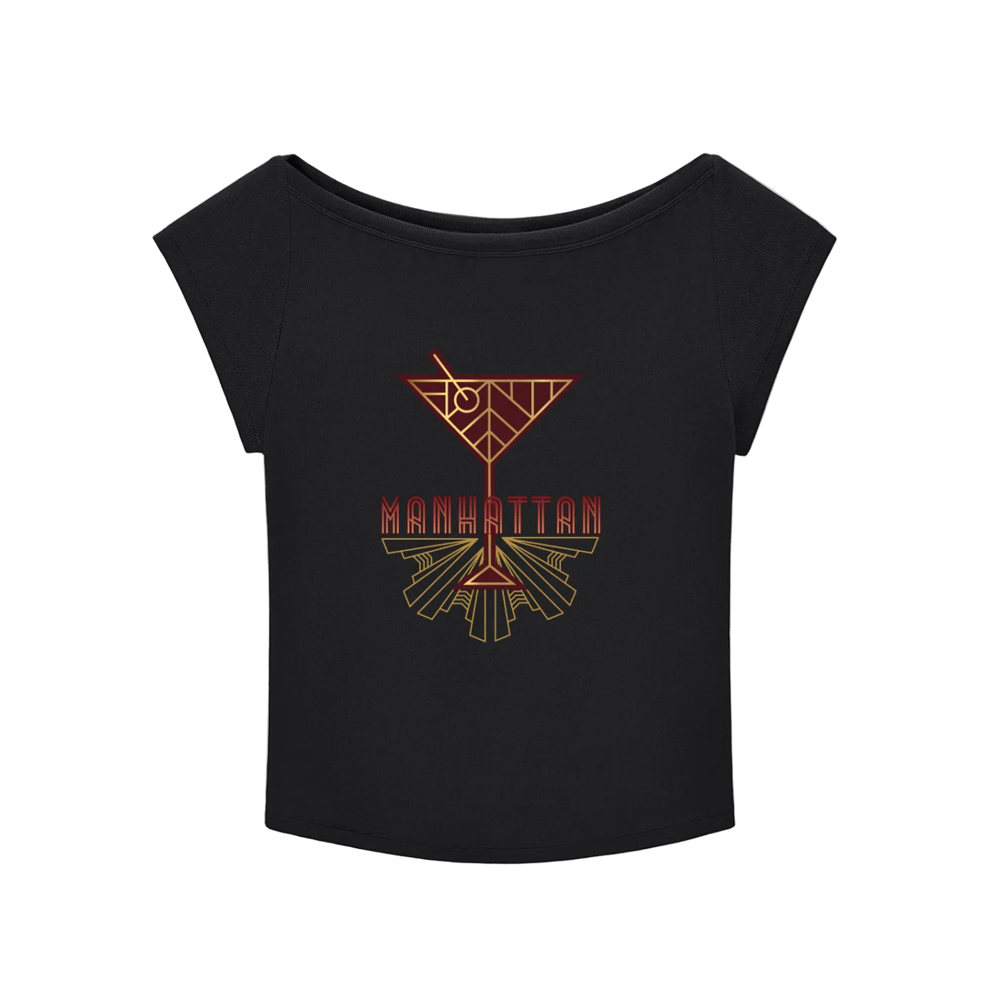 Vintage Manhattan Cocktail Wide Neck T-shirt Main image