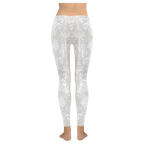 Pearl White Damask Women's Low Rise Leggings