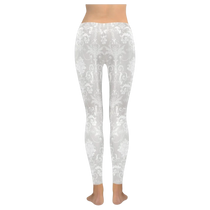 Pearl White Damask Women's Low Rise Leggings