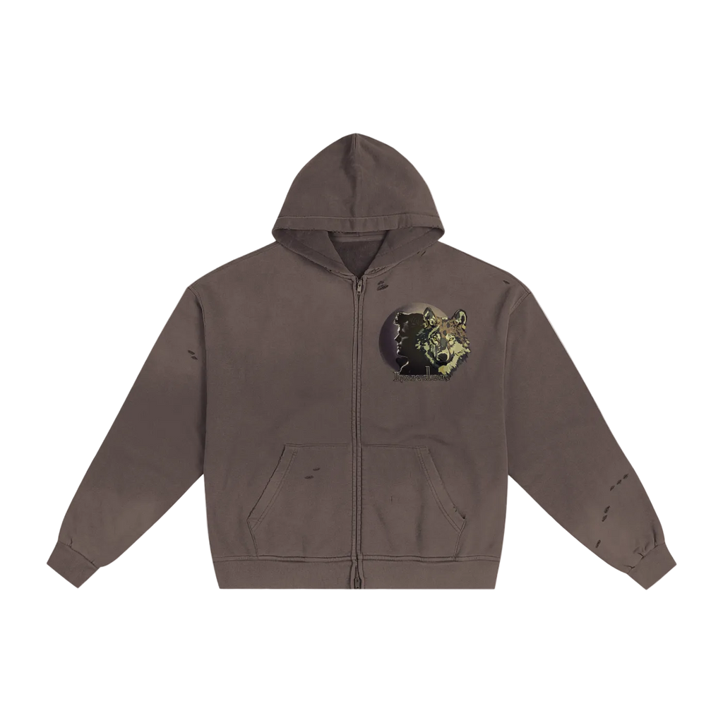 Jack London Wolf Sunfade Zip Hoodie