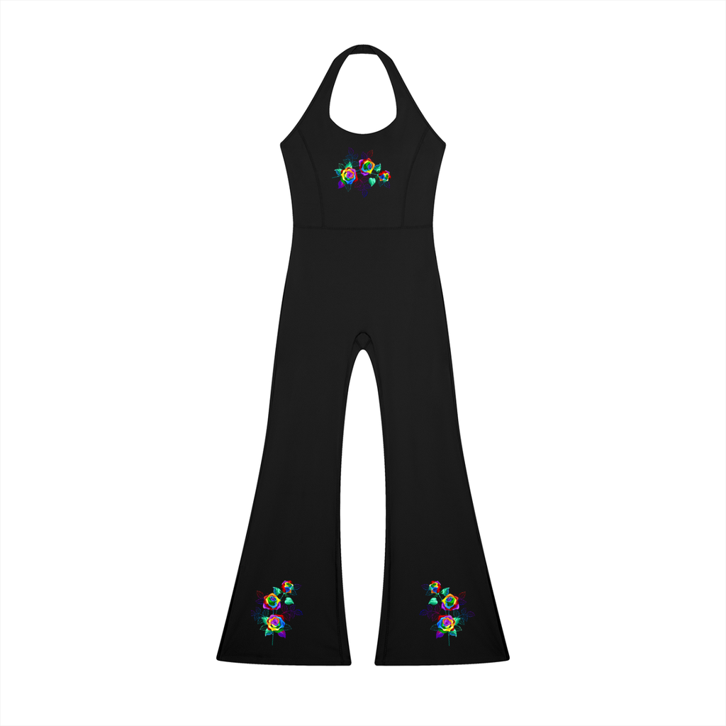 Grafitti Rose Women’s Halter Flared Jumpsuit