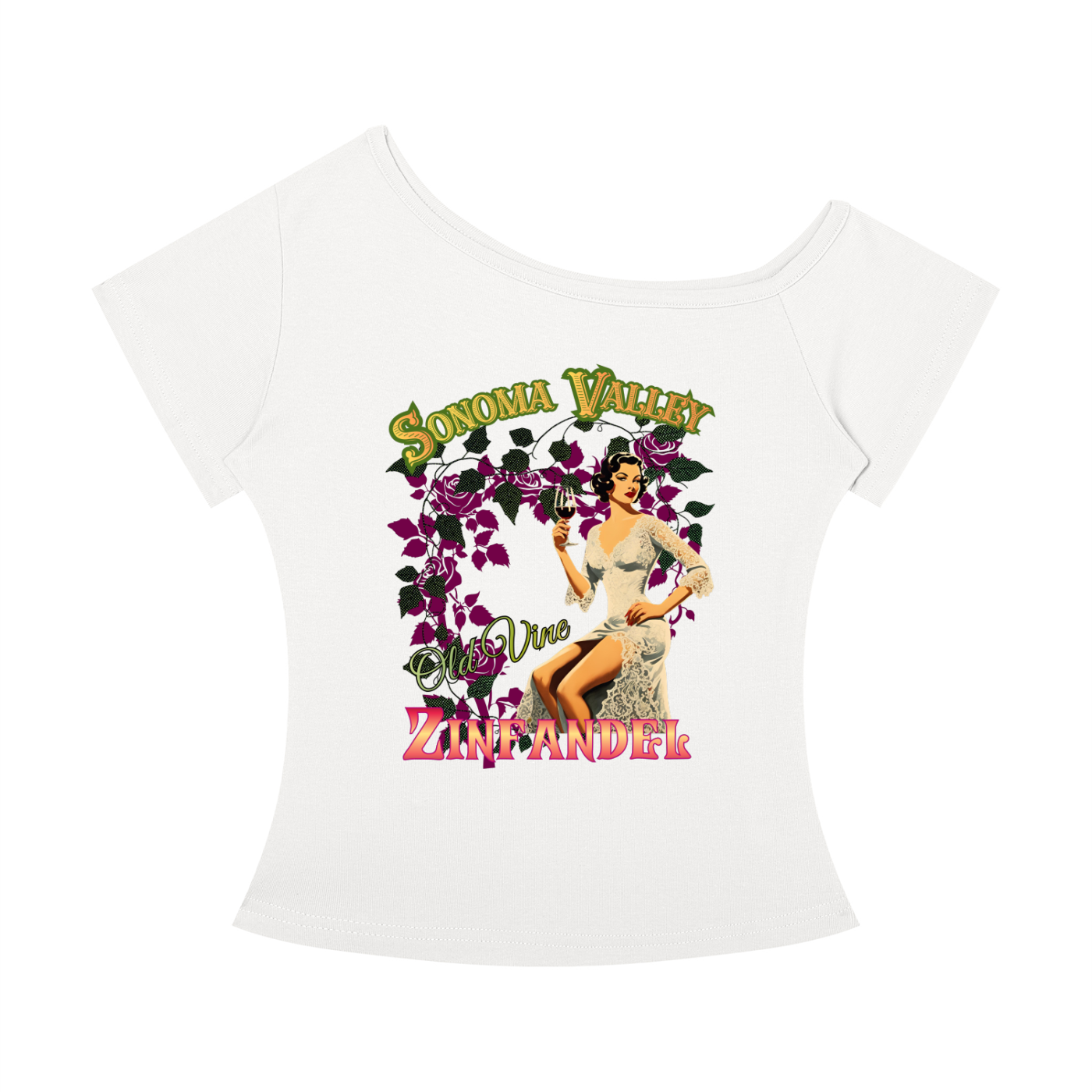 Old Vine Zinfandel Women’s Off-the-Shoulder T-Shirt