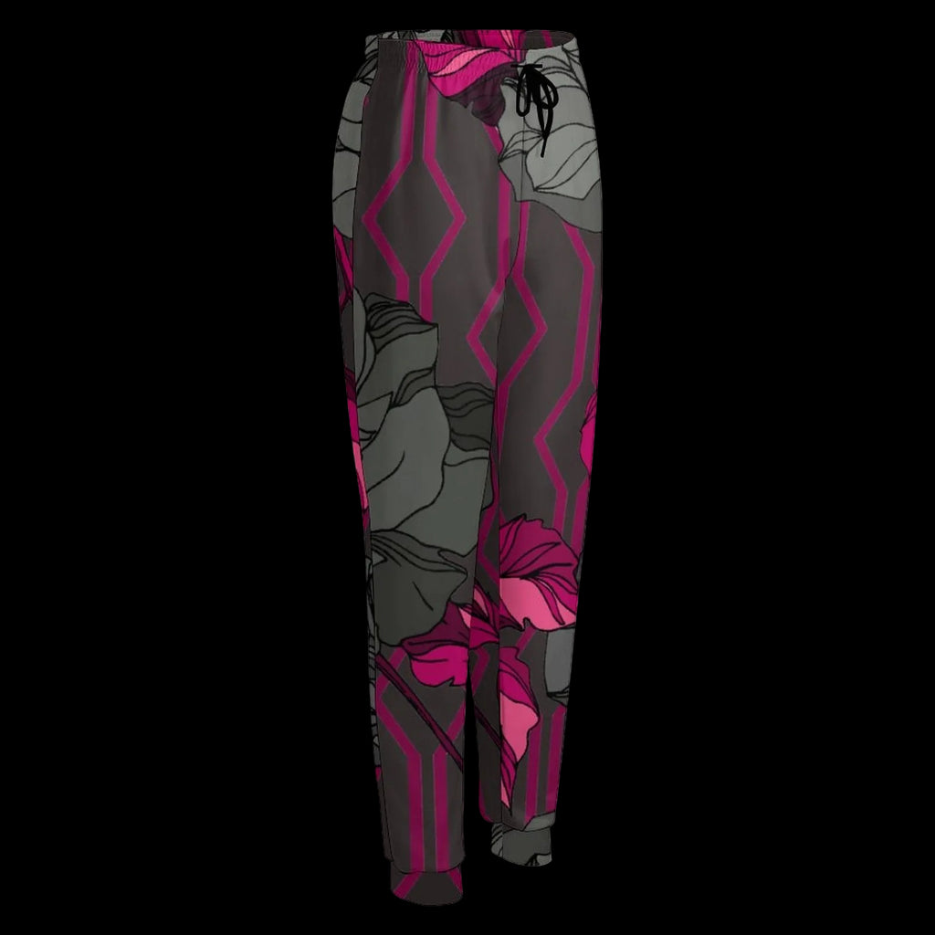 Geometric Gray Floral Print Sweatpants