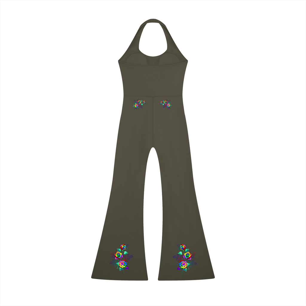 Grafitti Rose Women’s Halter Flared Jumpsuit