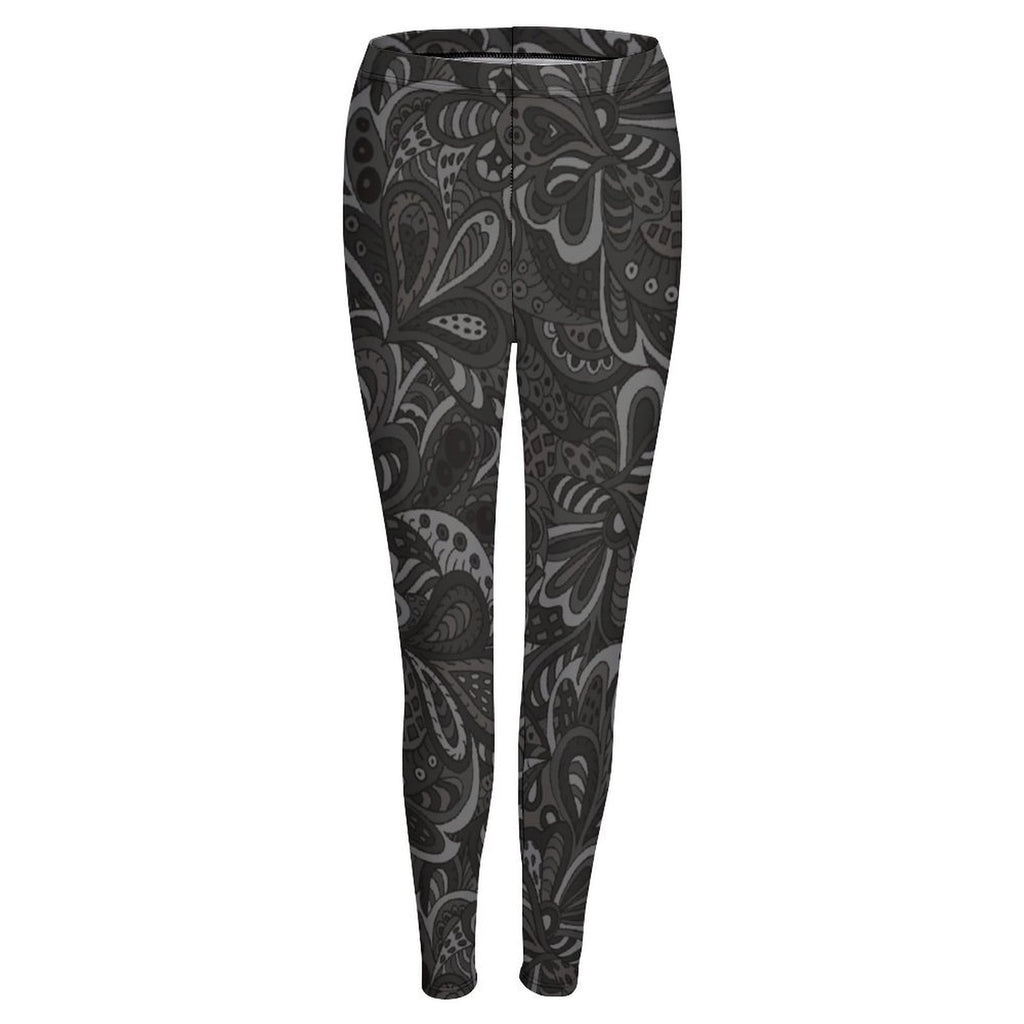 Gray Paisley Women's High-Waist Leggings