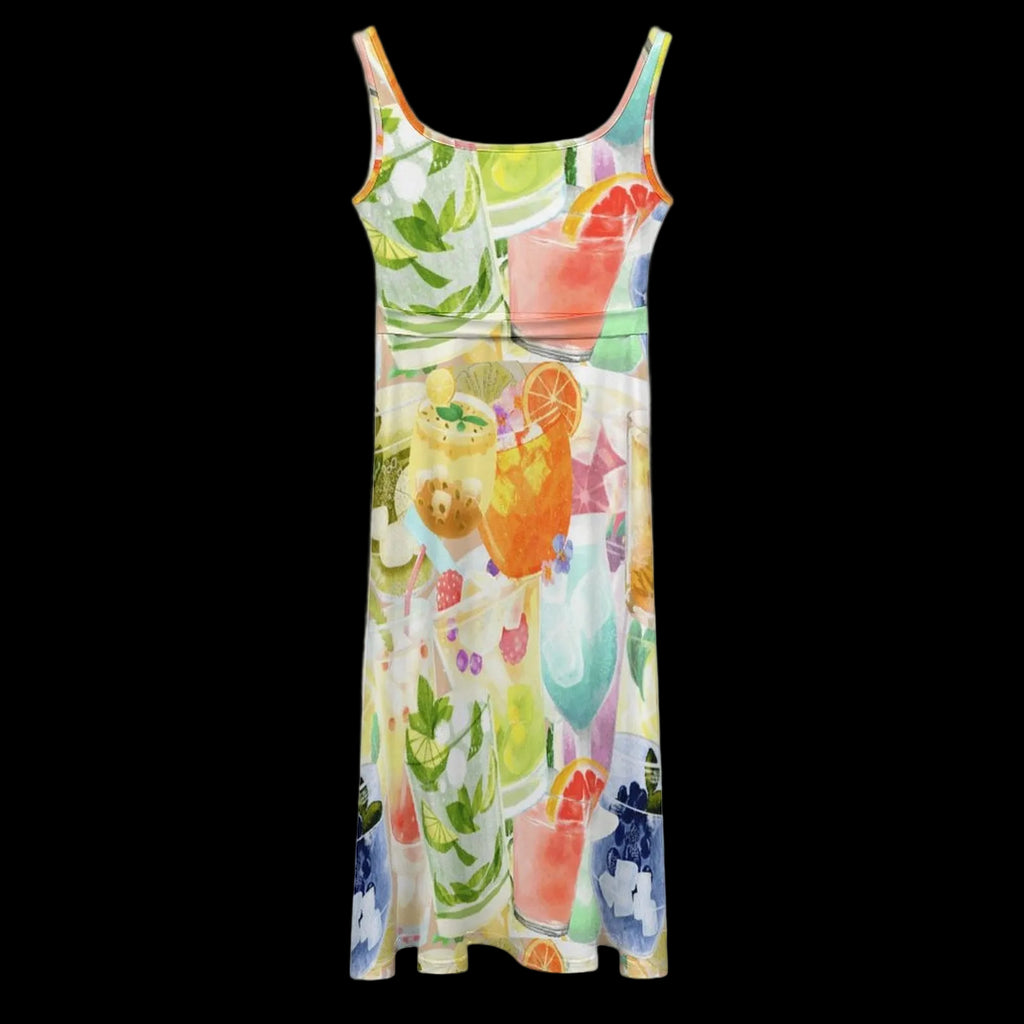 Summer Cocktails Tie Waist Sleeveless Dress
