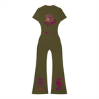 Women’s Tight Flared Leg Quarter-Zip Jumpsuit