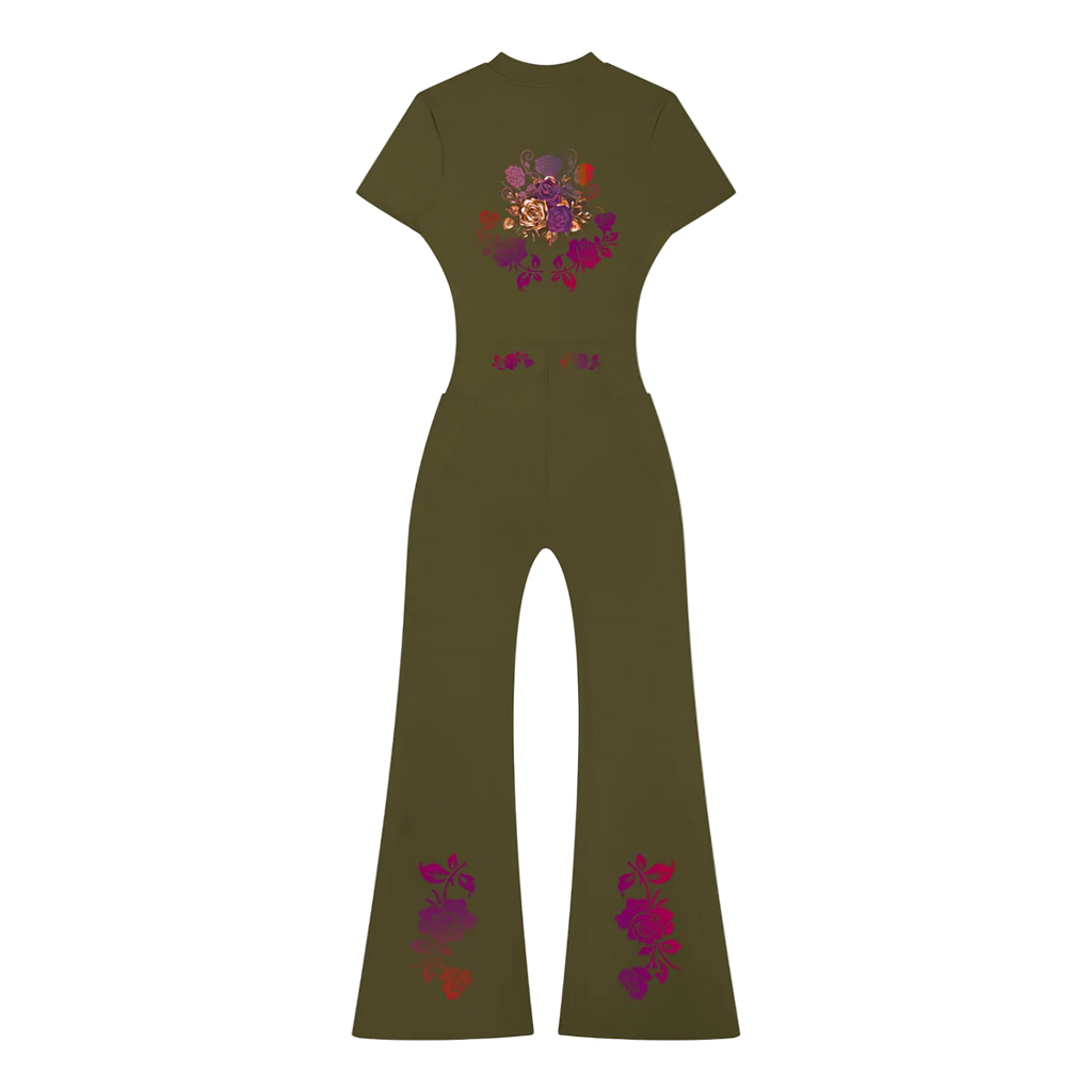 Women’s Tight Flared Leg Quarter-Zip Jumpsuit