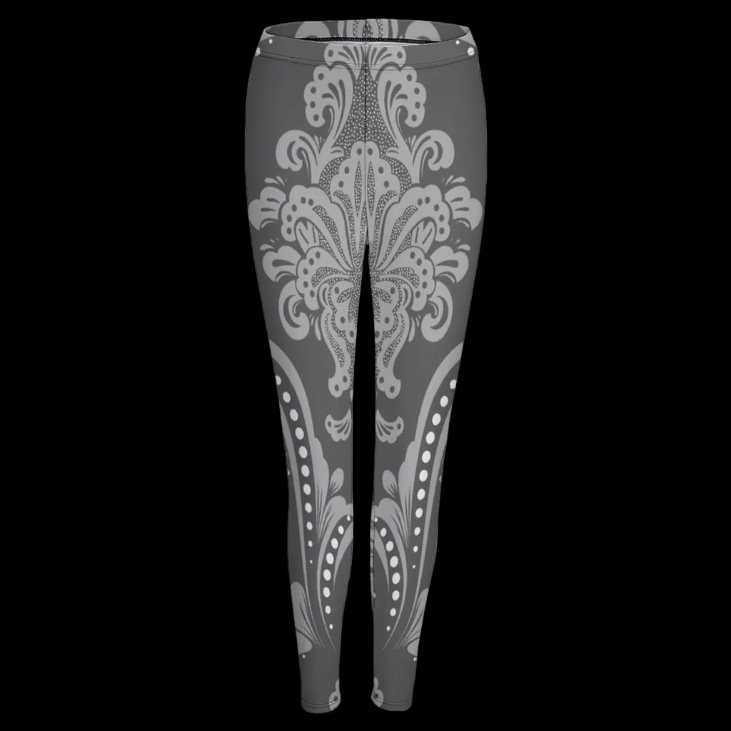 Grey Lace Print Women's High-Waist Legging