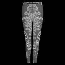 Grey White Tribal Dot Women's High-Waist Legging