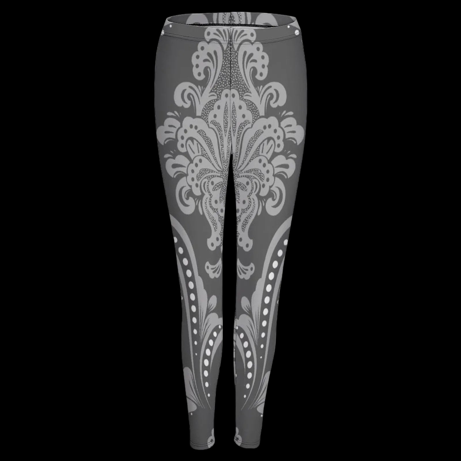 Grey Lace Print Women's High-Waist Legging