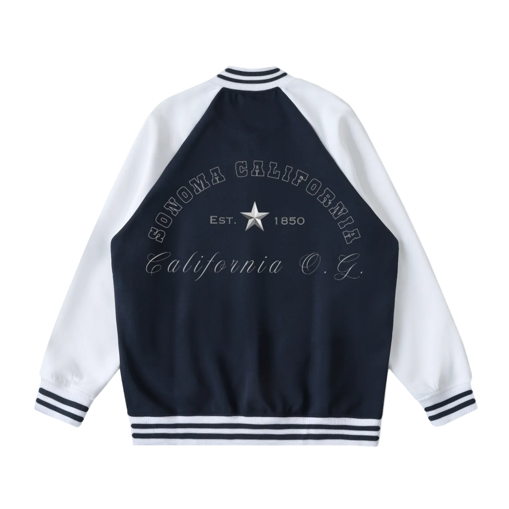Sonoma California O.G. Collegiate Two Tone Raglan Sleeve Varsity Jacket