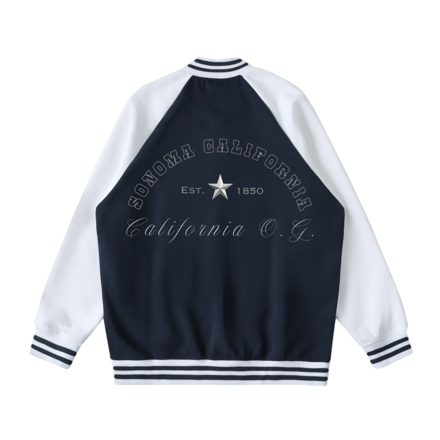 Sonoma California O.G. Collegiate Two Tone Raglan Sleeve Varsity Jacket