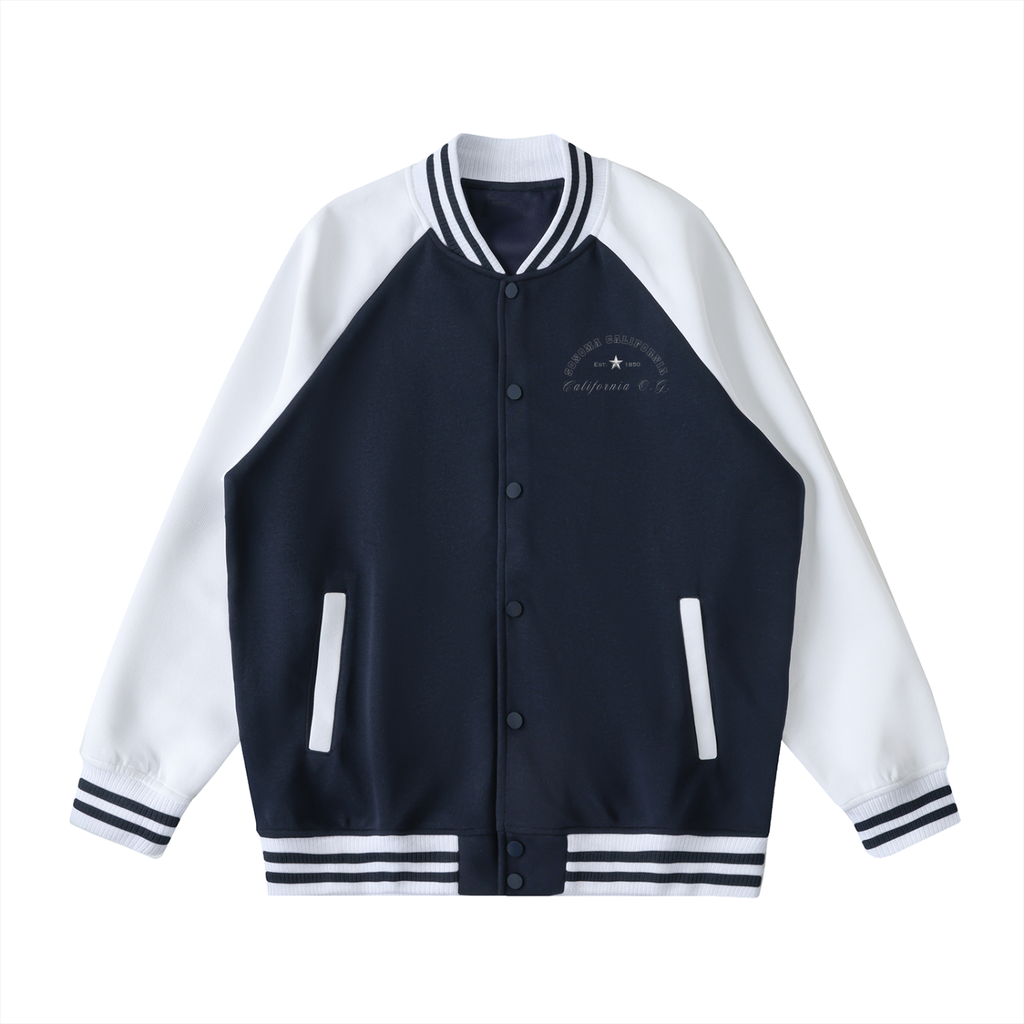 Two Tone Raglan Sleeve Varsity Jacket