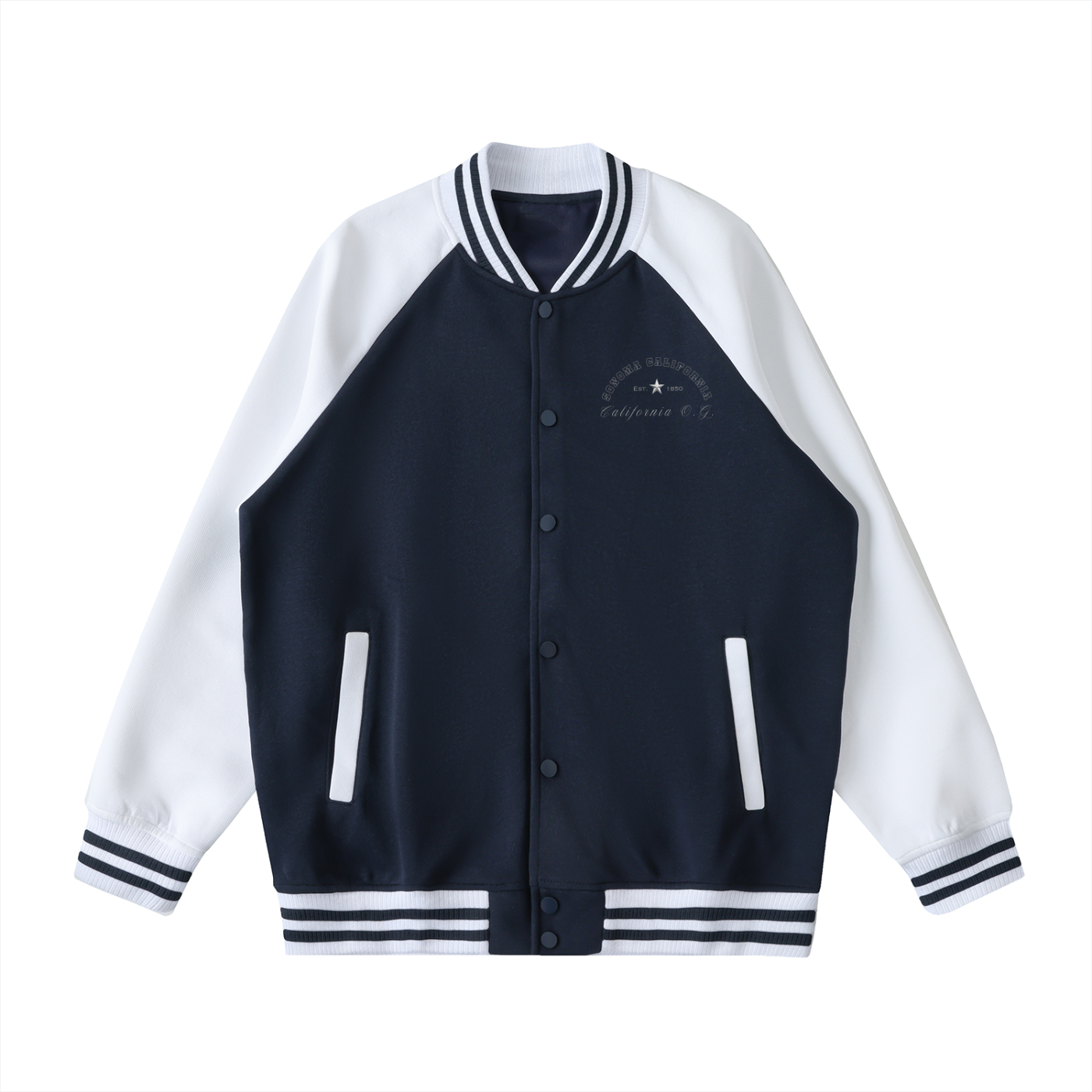 Two Tone Raglan Sleeve Varsity Jacket