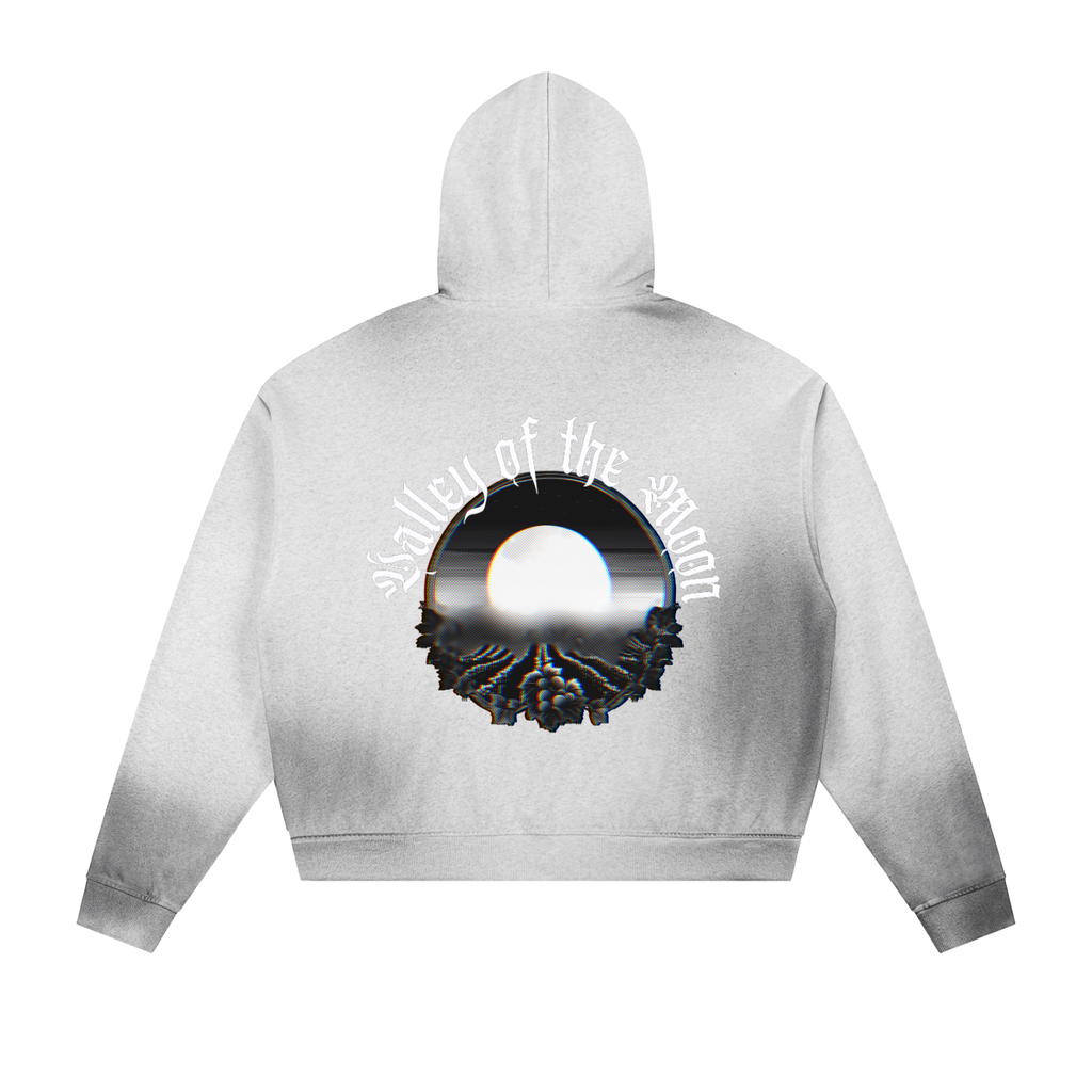 Valley of the Moon Sun Fade Frayed Raw Edge Fleece Zip Hoodie
