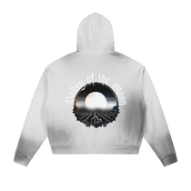 Valley of the Moon Sun Fade Frayed Raw Edge Fleece Zip Hoodie