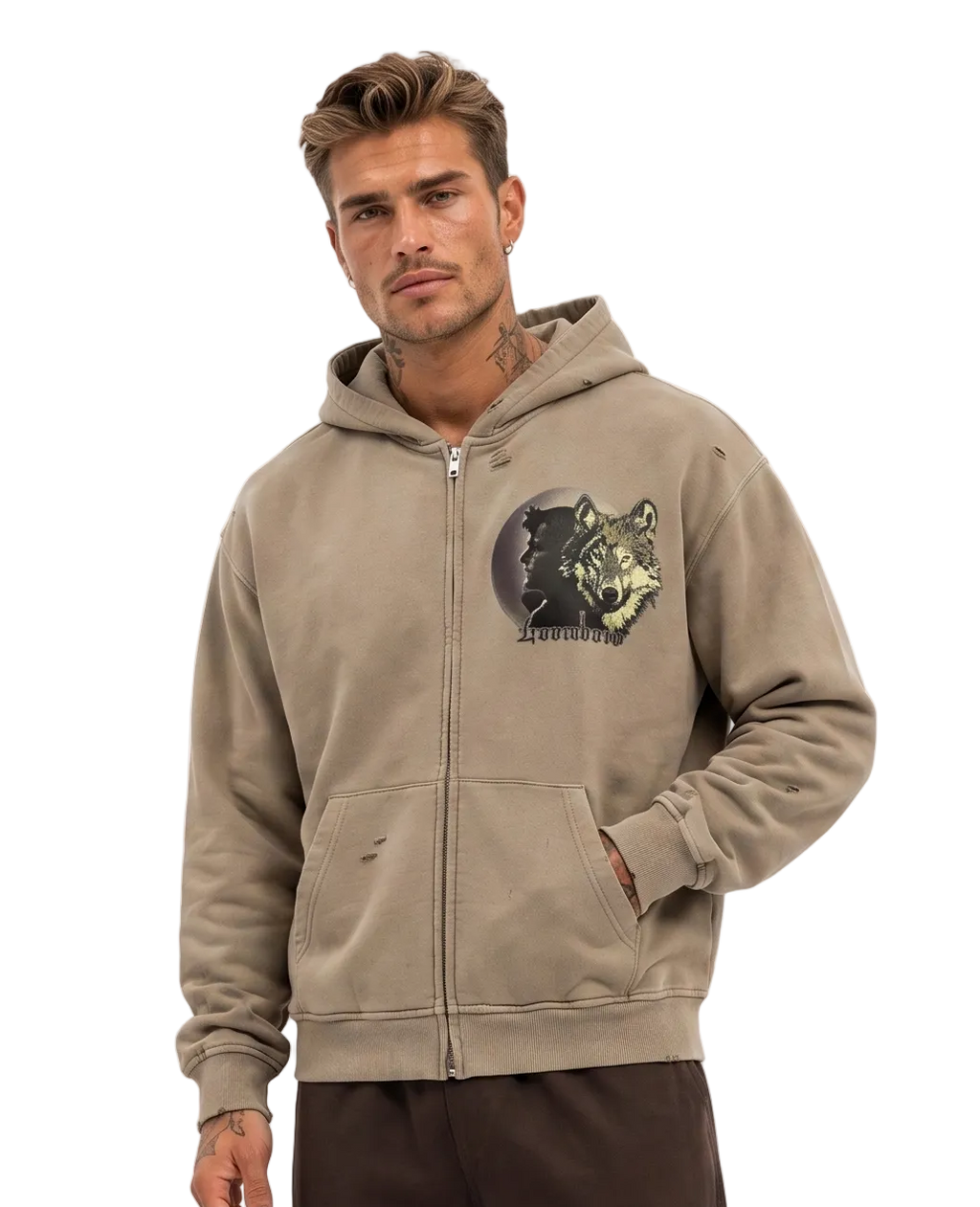 Jack London Wolf Sunfade Zip Hoodie