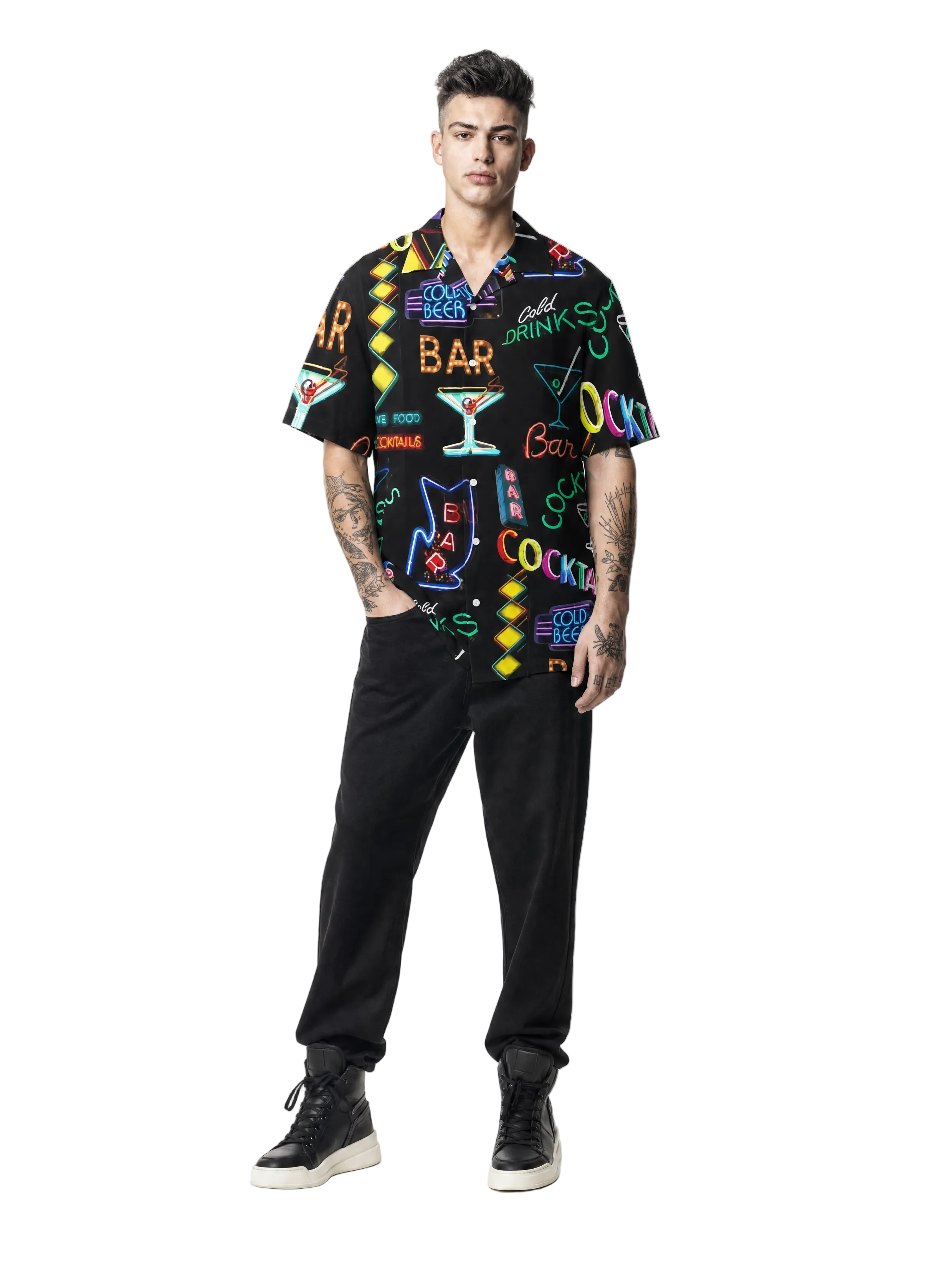Neon Cocktails Men's Hawaiian Shirt