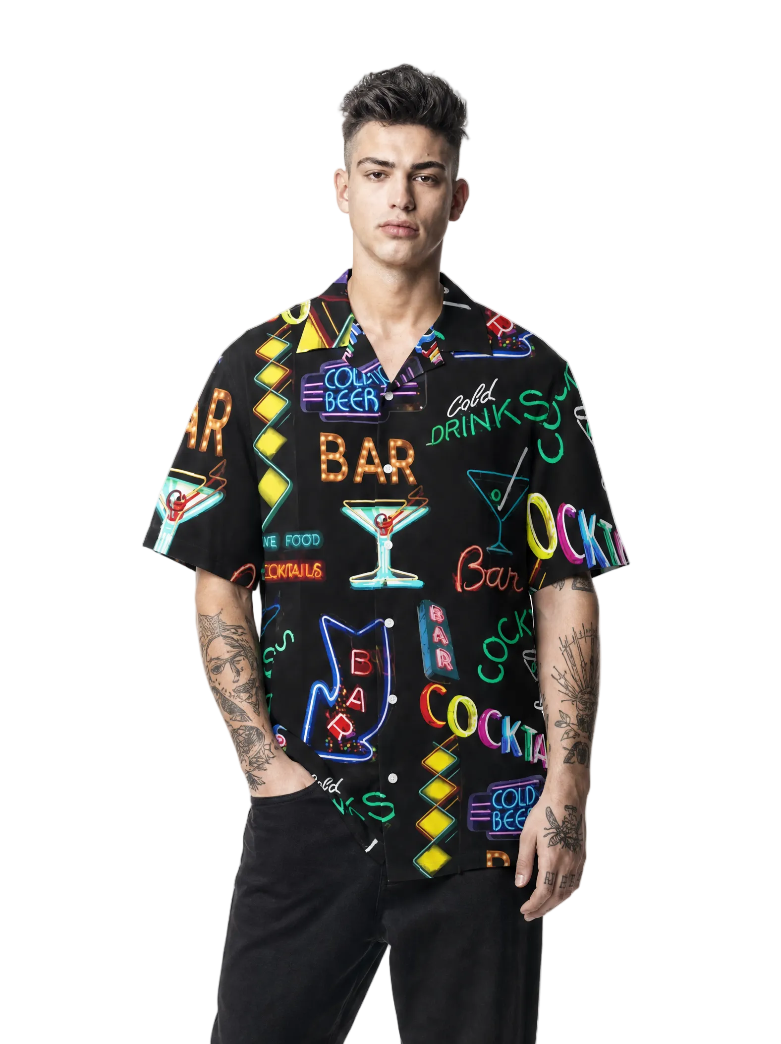 Neon Cocktails Men's Hawaiian Shirt