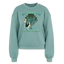 Sonoma Rebel Jack London Saloon Art Deco women's crewneck sweatshirt in light teal, featuring a graphic of a flapper girl and martini glass.