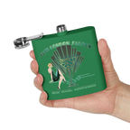 Sonoma Rebel Art Deco Martini Flask, green stainless steel with a 1920s flapper and martini glass graphic.