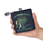 Sonoma Rebel Art Deco Martini Flask with a 1920s flapper and martini glass graphic. Navy blue stainless steel.