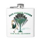 Sonoma Rebel Art Deco Martini Flask with a 1920s woman and cocktail glass graphic. White stainless steel.