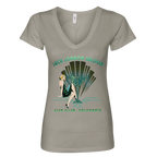Sonoma Rebel taupe V-neck t-shirt with an Art Deco graphic featuring a woman in a flapper dress and the text "Jack London Saloon Glen Ellen, California".