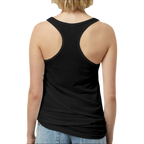 Sonoma Rebel black racerback tank top with "BIG COCKTAIL ENERGY" graphic on front, made from polyester and cotton blend.