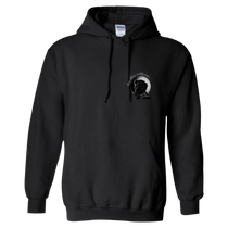 Sonoma Rebel black midweight fleece hoodie with a small chest graphic of a man's profile and "Jack London" text.