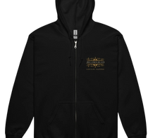 Sonoma Rebel black cotton blend full zip hoodie with Jack London Saloon Cold Cocktails graphic on chest.