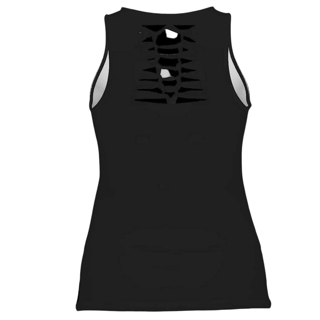 Sonoma Rebel black polyester-spandex blend women's tank top with a hollow back cutout detail.