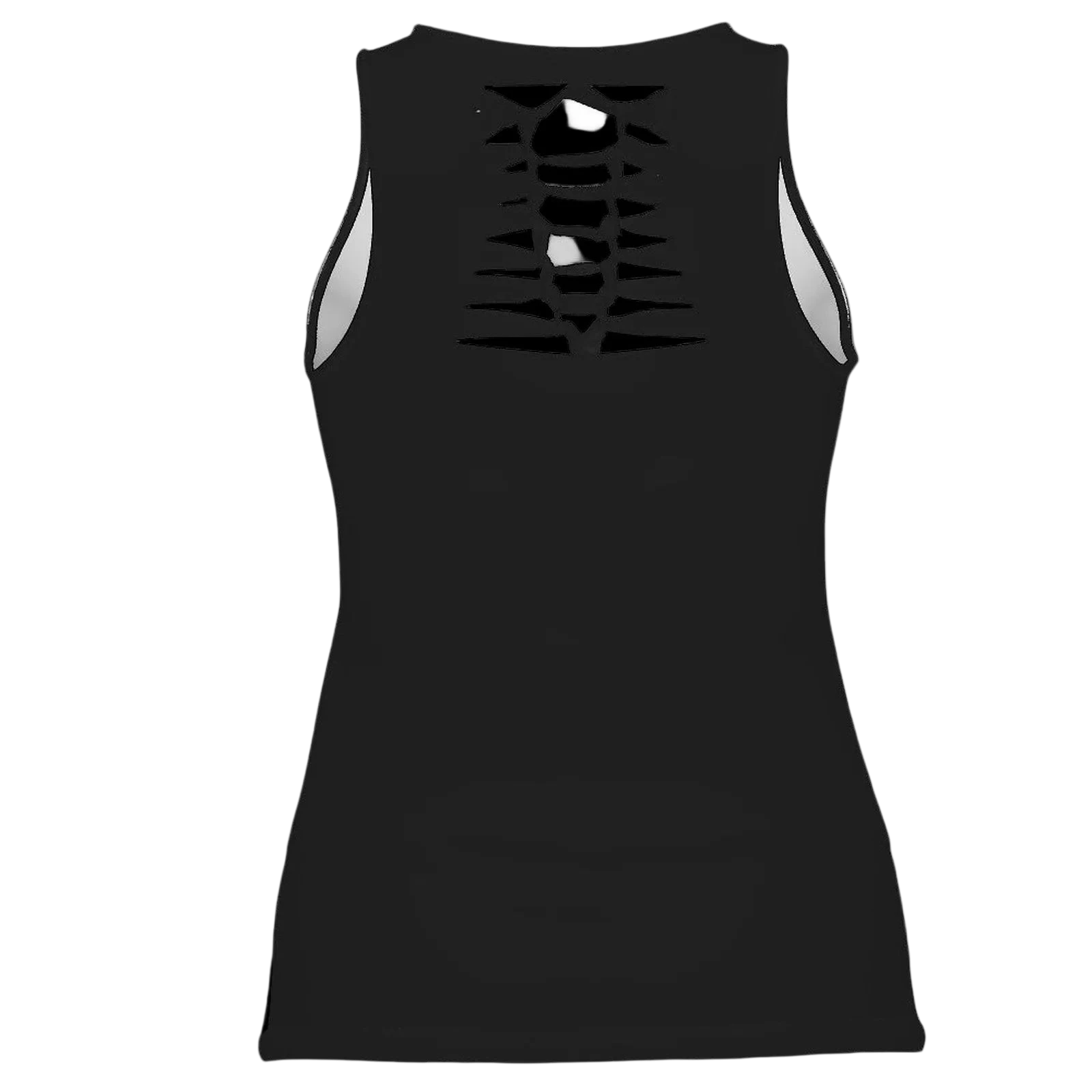 Sonoma Rebel black polyester-spandex blend women's tank top with a hollow back cutout detail.
